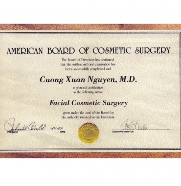 BẰNG TỐT NGHIỆP PHẪU THUẬT THẨM MỸ CAO CẤP NHẤT CỦA HOA KỲ
