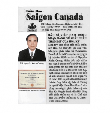MỘT SỐ BÀI BÁO VIẾT VỀ BS CƯƠNG – NGƯỜI VIỆT NAM ĐẦU TIÊN NHẬN VĂN BẰNG AMERICAN BOARD OF COSMETIC