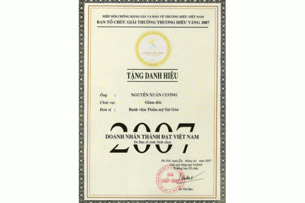 Bệnh viện đầu tiên nhận giải thưởng Thương Hiệu Vàng